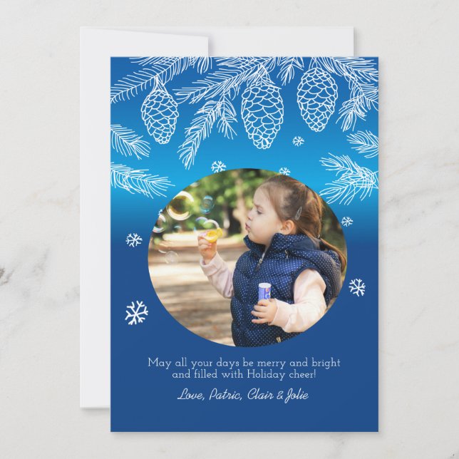 Pine Cones and Branches Photo Holiday Card (Front)