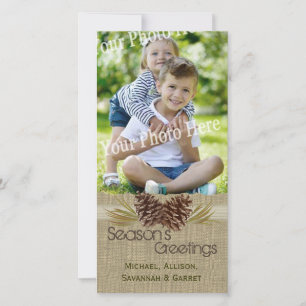 Pine Cones and Burlap Rustic Holiday Greeting