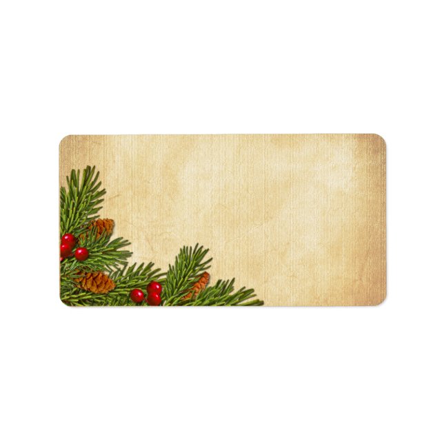 Pine Cones and Holly Berries Blank Address Label (Front)