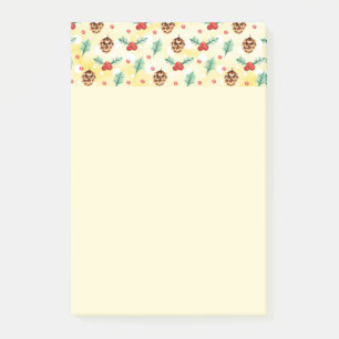 Pine Cones and Holly Christmas Pattern Post-it Notes