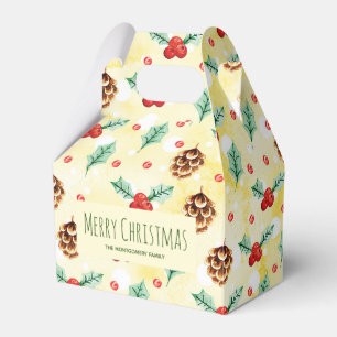 Pine Cones and Holly Pattern Christmas Favour Box