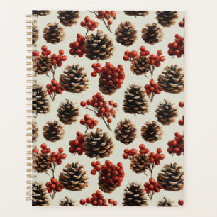 Pine Cones and Red Berries Winter Pattern Planner
