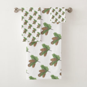pine cones bath towel set