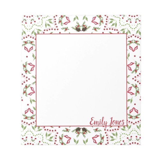 Pine cones, berries mandala note pad personalised (Front)