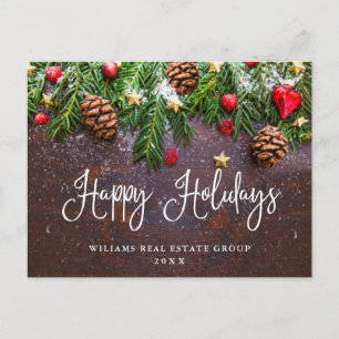 Pine Cones Branch Christmas Corporate Greeting Postcard