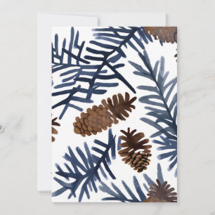 Pine Cones & Branches Watercolor Winter Painting Holiday Card