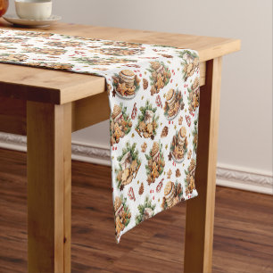 Pine Cones, Candy Canes and Holiday Sweets Pattern Short Table Runner