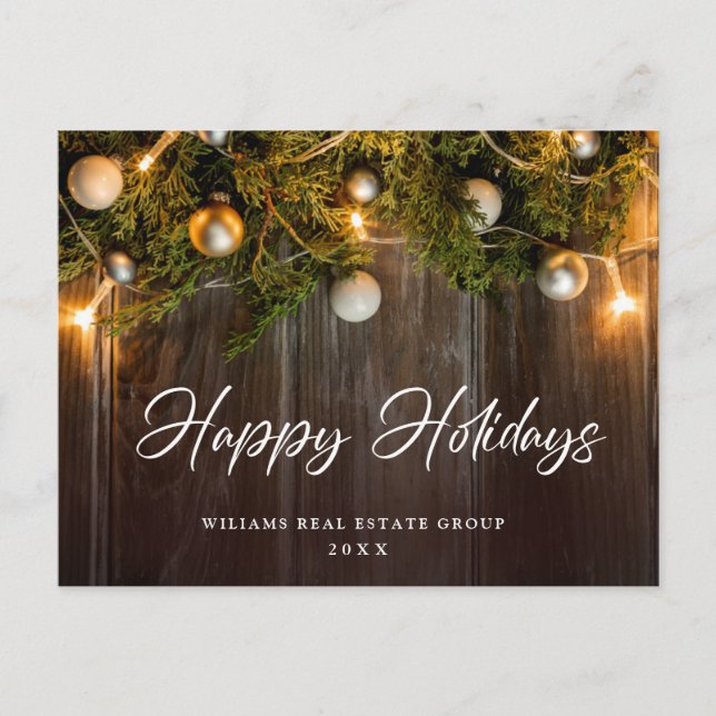 Pine Cones Christmas Holiday Corporate Greeting Postcard (Front)