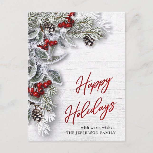 Pine Cones Christmas Holiday Corporate Greeting Postcard (Front)