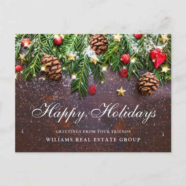 Pine Cones Christmas Holiday Corporate Greeting Postcard (Front)