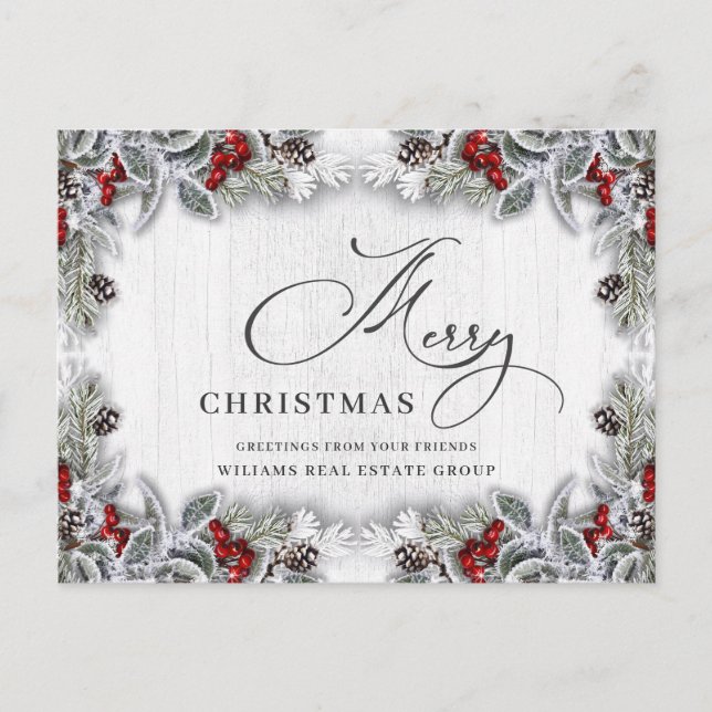 Pine Cones Christmas Holiday Corporate Greeting Postcard (Front)