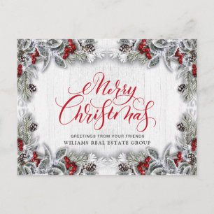 Pine Cones Christmas Holiday Corporate Greeting Postcard