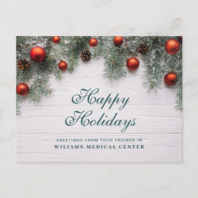 Pine Cones Christmas Holiday Corporate Greeting Postcard (Front)