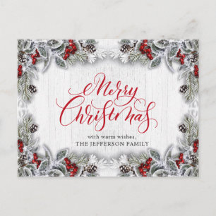 Pine Cones Christmas Holiday Corporate Greeting Postcard