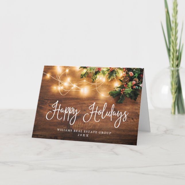Pine Cones Christmas Rustic Corporate Greeting Holiday Card (Front)