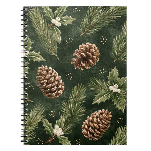 Pine Cones Christmas Tree Branches Notebook (Front)