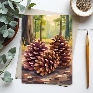 Pine Cones   Fall Autumn Watercolor Forest Postcard