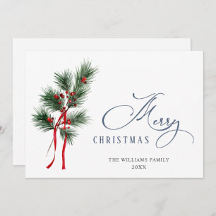 Pine Cones Fir Wreath Merry Christmas Greeting Holiday Card