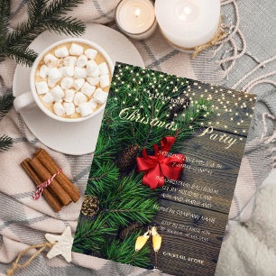Pine cones,Glase,Wood Company Christmas Party Invitation