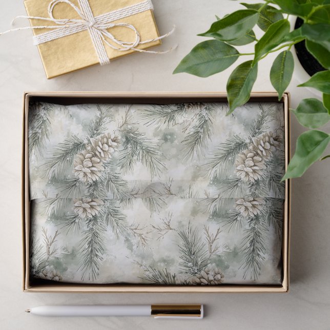 Pine Cones Green Christmas   Tissue Paper (Gift)