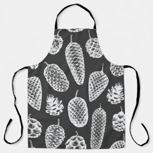Pine cones hand drawn seamless pattern. Botanical Apron