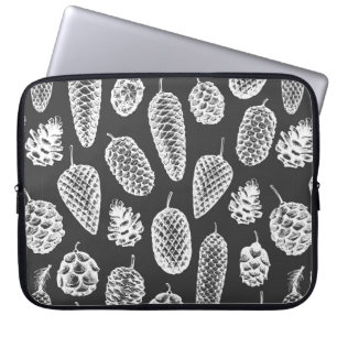 Pine cones hand drawn seamless pattern. Botanical Laptop Sleeve