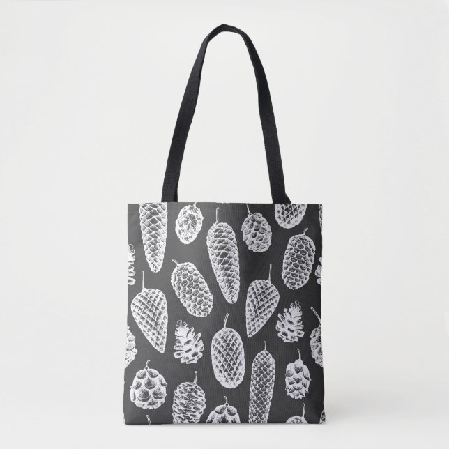 Pine cones hand drawn seamless pattern. Botanical  Tote Bag (Front)
