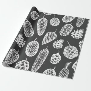 Pine cones hand drawn seamless pattern. Botanical  Wrapping Paper