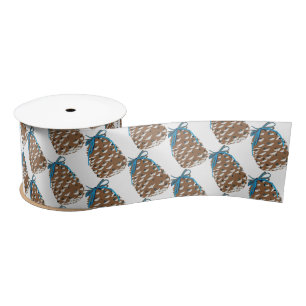 Pine cones Holiday art Satin Ribbon