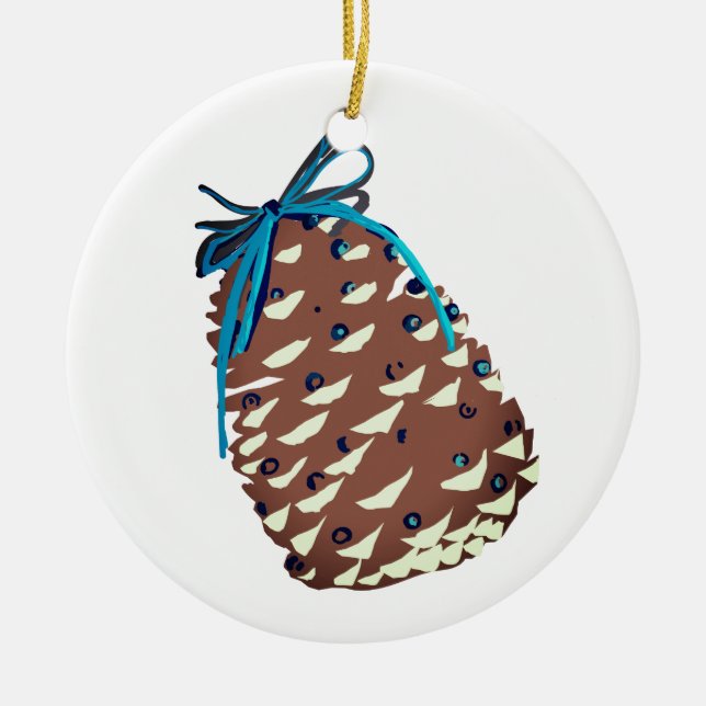 Pine Cones Holiday Decor Ceramic Tree Decoration (Front)