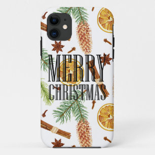 Pine cones illustration and spice of Christmas Case-Mate iPhone Case