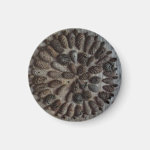 Pine Cones Mandala  Small, 3.2 Cm Round Magnet