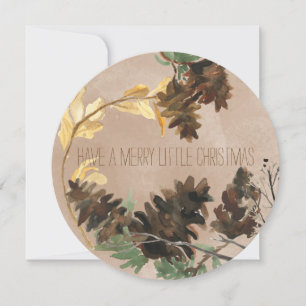 Pine Cones Nature Round Christmas Holiday Card