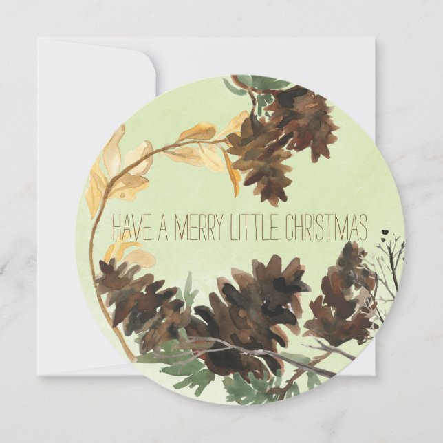 Pine Cones Nature Round Christmas Holiday Card (Front)