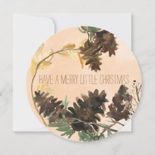 Pine Cones Nature Round Christmas Holiday Card