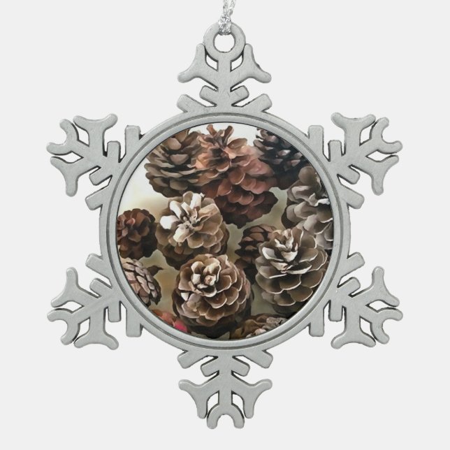Pine Cones Organic Christmas Ornaments Art (Front)