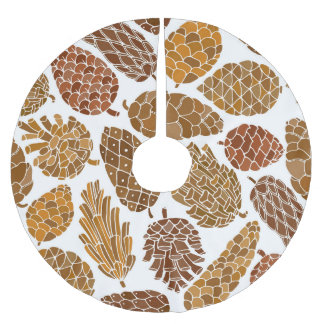 Pine cones pattern illustration. brushed polyester tree skirt