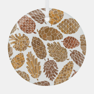 Pine cones pattern illustration. glass tree decoration