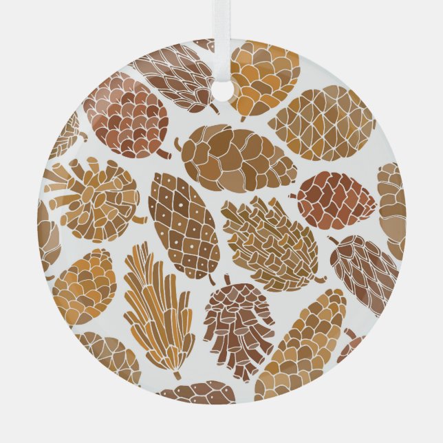 Pine cones pattern illustration. glass tree decoration (Front)