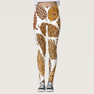 Pine cones pattern illustration. leggings