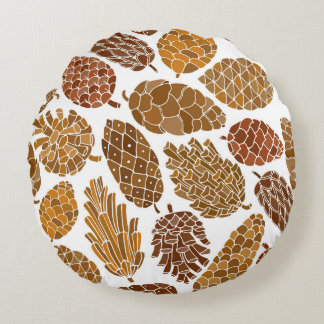 Pine cones pattern illustration. round cushion