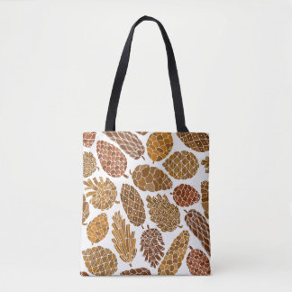 Pine cones pattern illustration. tote bag