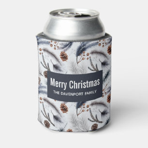 Pine Cones & Pine Needles Christmas Pattern Can Cooler