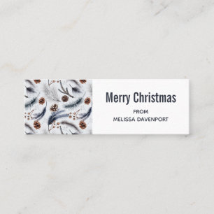Pine Cones & Pine Needles Christmas Pattern Mini Business Card