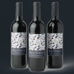 Pine Cones & Pine Needles Christmas Pattern Wine Label<br><div class="desc">Merry Christmas bottle labels with a beautiful pattern. Pine cones,  feathers,  pine needles and berry sprigs. Rustic watercolor design.</div>