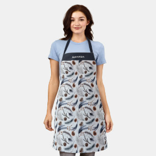Pine Cones & Pine Needles Winter Pattern  Apron