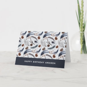 Pine Cones & Pine Needles Winter Pattern  Card