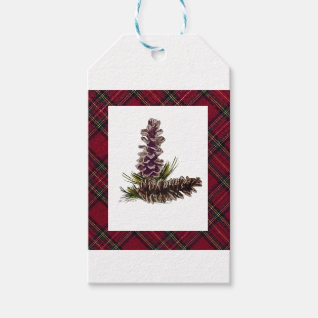pine cones & plaid gift tags (Front)