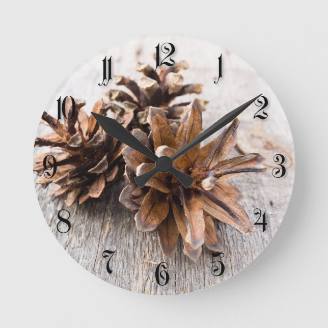 Pine cones round clock (Front)