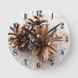Pine cones round clock